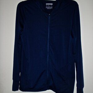 WOMEN'S  YOGA STRETCH BREATHABLE ZIPPERED HOODED JACKET DARK NAVY SIZE M